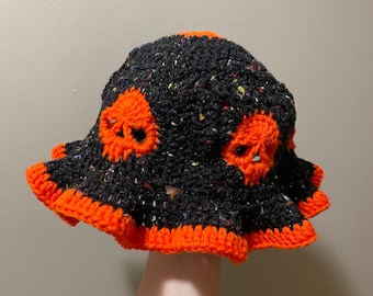 Crochet Halloween Skull Bucket Hat