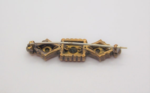 Victorian 1800's Pinchbeck Brooch, Paste Gem Broo… - image 3