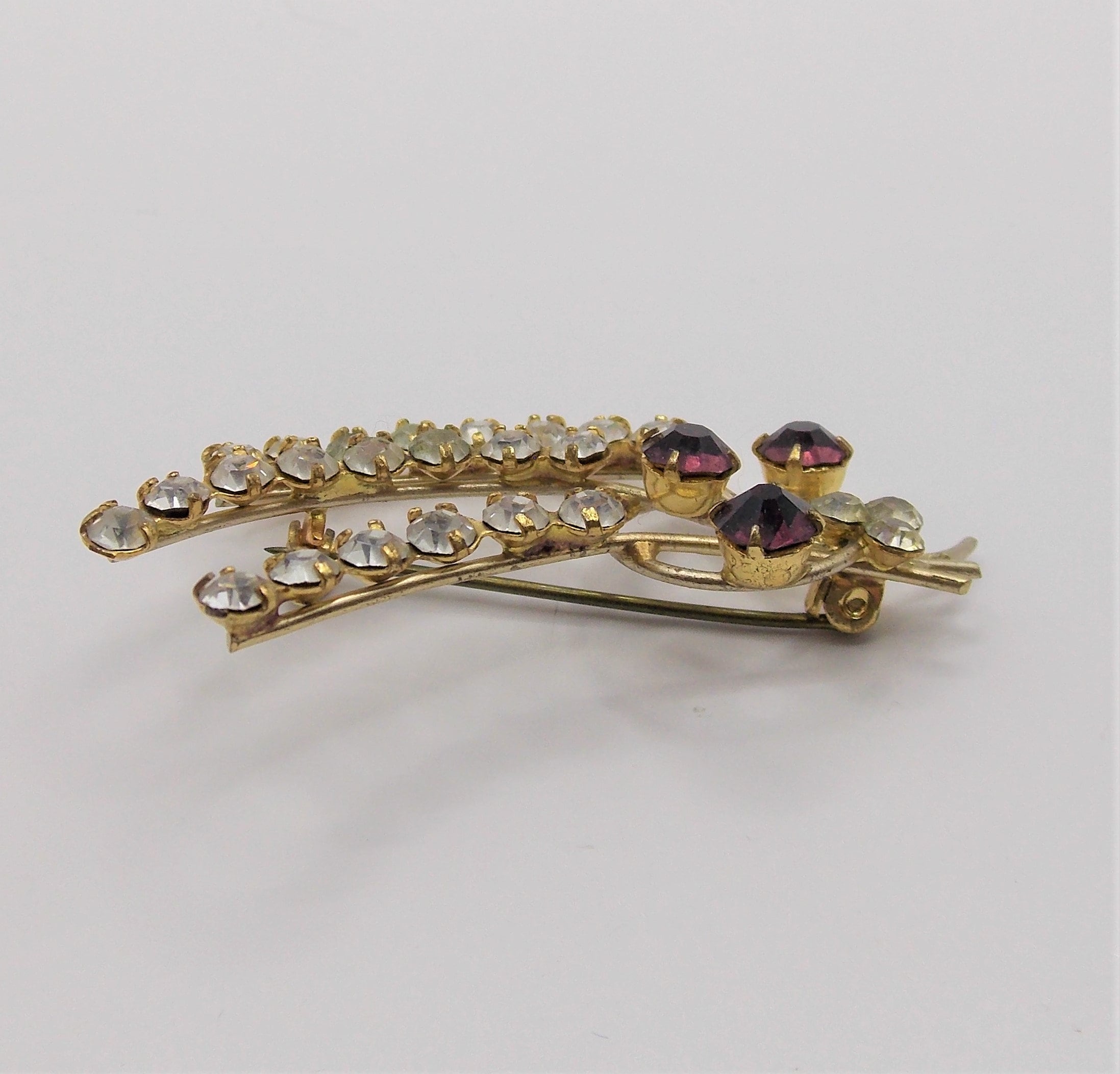 Broche Ancienne Dôme Cristal De Bohême Multicolore - Argenté - Occasion En Bel état