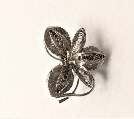 Vintage Filigree Brooch, Silver Brooch, 1930's Sil