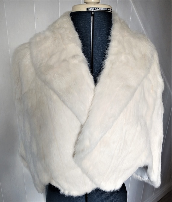 Vintage Fur Cape, 1950's Fur Cape, White Fur Cape,