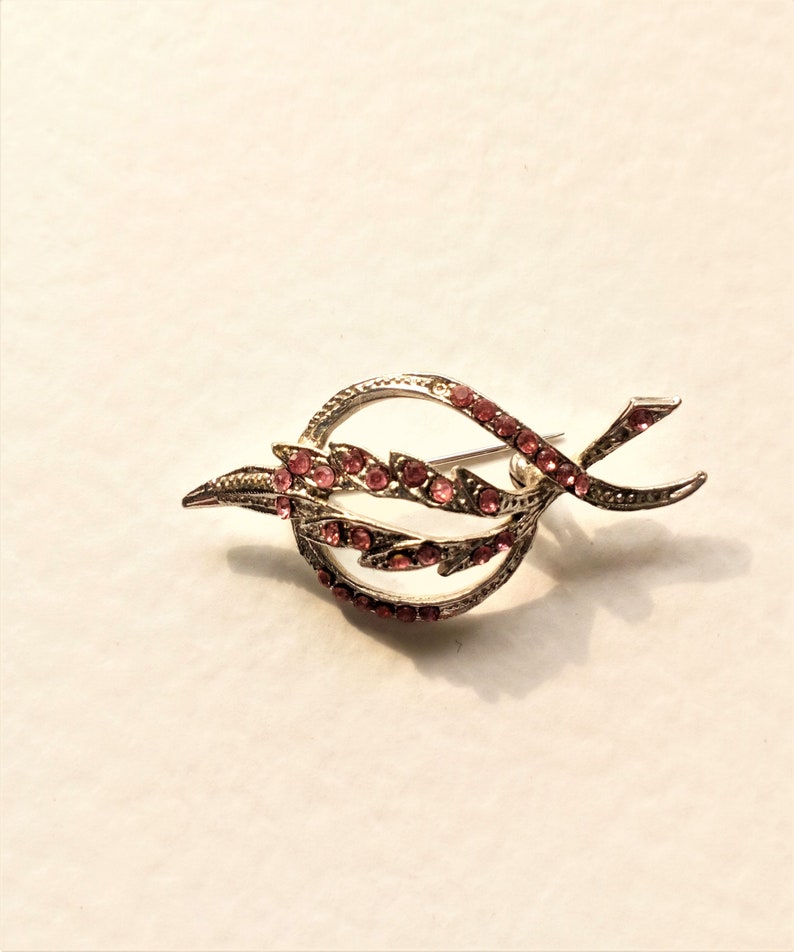 Openwork Brooch Pink Crystal Brooch Vintage Wedding Brooch 1960/'s Brooch