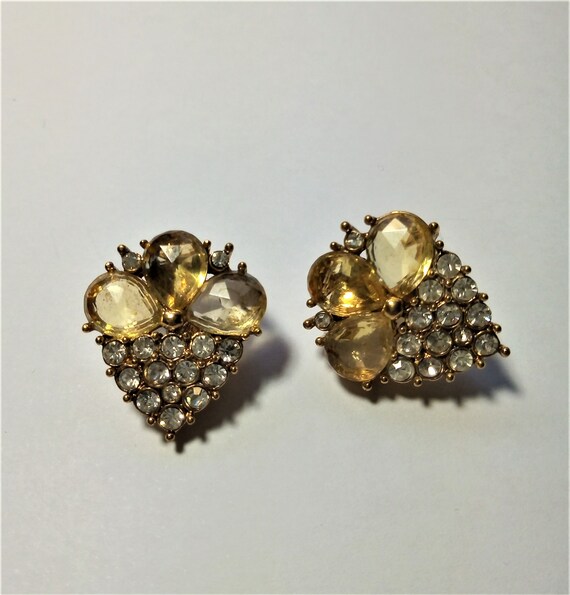 Vintage Monet Earrings, Clip On Earrings, Paste Ge