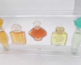 Vintage miniature Lalique Perfume Set, Vintage perfume, Lalique bottles, Five bottles perfume, Aftershave bottle