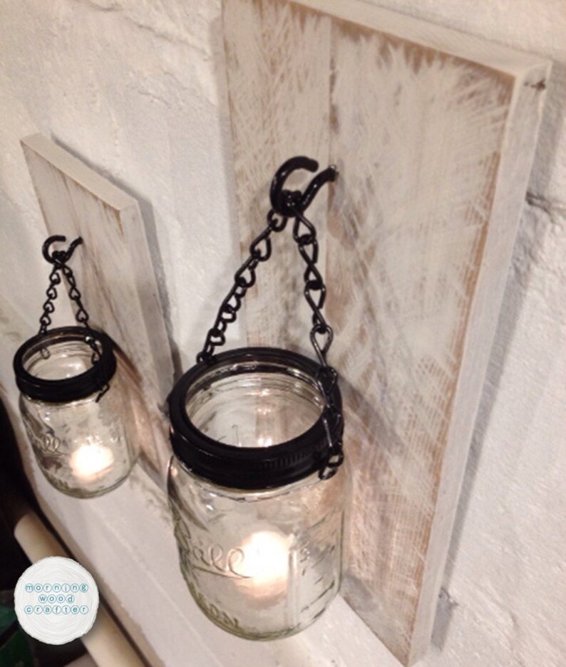 Rustic Mason Jar Candle Light Wall Sconce/Mason Jar | Etsy