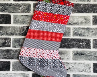 Quilted Christmas Stocking, Unique Holiday Decor