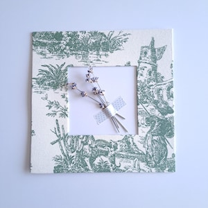 Green Toile Fabric Frame Mat – Cotton Fabric Photo Mat Board - Bridesmaids Gift Idea