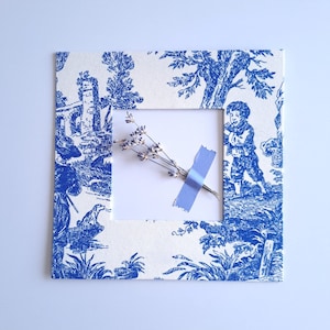 Blue Toile Fabric Frame Mat – Cotton Fabric Photo Mat Board - Bridesmaids Gift Idea