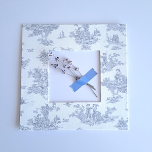 Gray Toile Fabric Frame Mat – Cotton Fabric Photo Mat Board - Bridesmaids Gift Idea