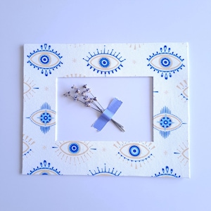 Evil Eye Photo Frame Mat – Handmade Fabric Photo Mat Board - Fabric Mat for Framing