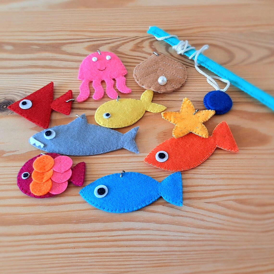 Felt Fishing Game With Fishing Poleeducational Toy Etsy