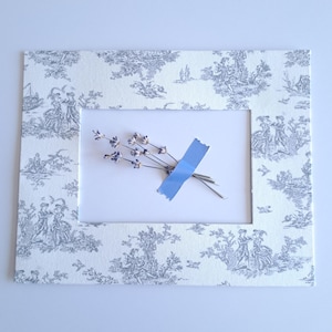 Fabric Photo Frame Mat – Photo Mat Board with Covered Toile Fabric - Handmade Gift Idea