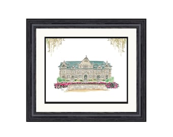 Tulane University Watercolor Print - Gibson Hall - New Orleans Art