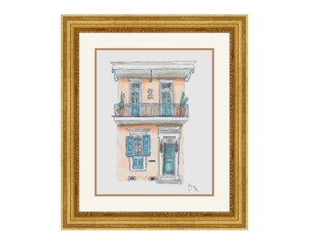 Barracks Street- French Quarter New Orleans Watercolor Giclée Print