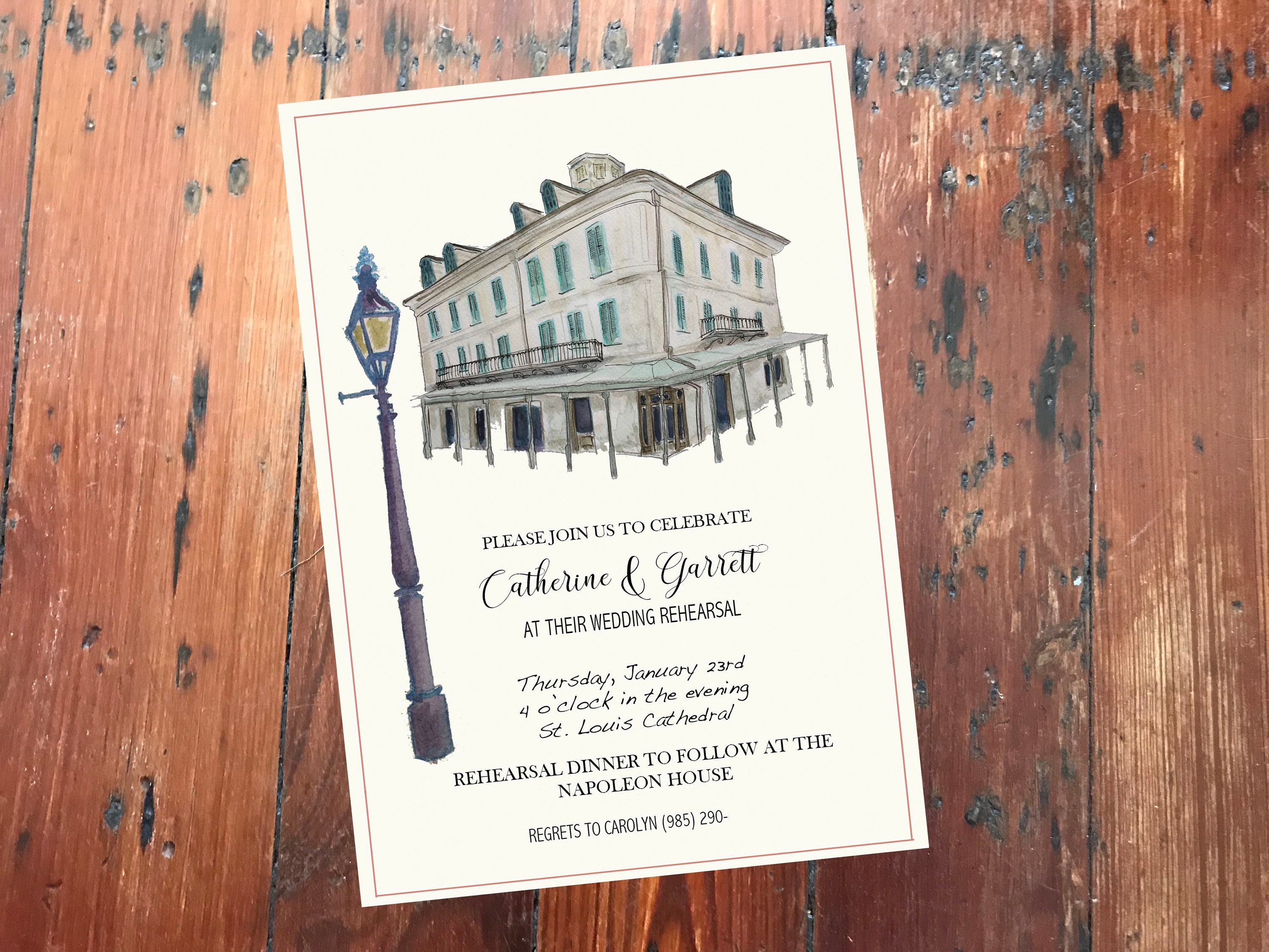 New Orleans Watercolor Wedding Invitations Semi Custom - Etsy