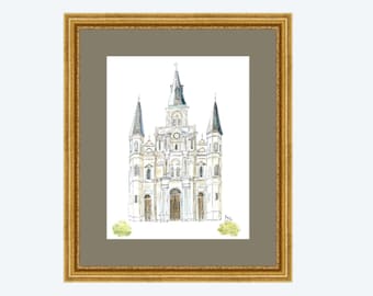 St Louis Cathedral // French Quarter New Orleans watercolor print