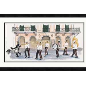 Royal Second line - New Orleans Second Line Watercolor Giclée Print- French Quarter Jazz Music