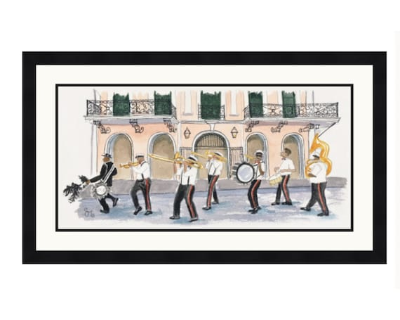 Royal Second line - New Orleans Second Line Watercolor Giclée Print- French Quarter Jazz Music