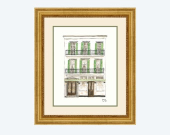 Galatoire's French Quarter Architecture Watercolor Giclée print- New Orleans French Quarter Painting