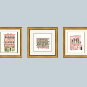 Set of 3- 10x8 New Orleans French Quarter Gicleé watercolor prints