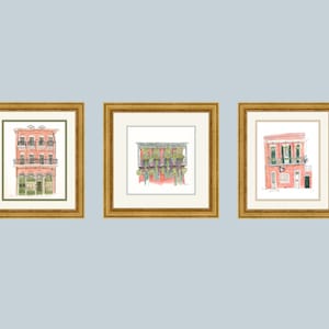 Set of 3- 8x10 New Orleans French Quarter Gicleé watercolor prints