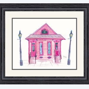 Shotgun Series/ Pretty in Pink // New Orleans Watercolor Giclée print/