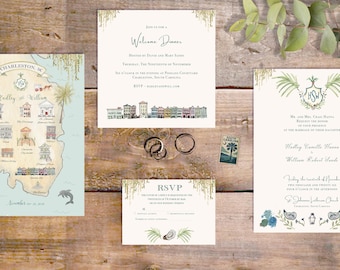 Custom Charleston *Watercolor Wedding Suite* - Charleston Wedding Stationary- Price TBD- Southern Wedding Invitations