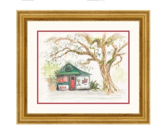 Snake and Jake's Christmas Club Lounge -- Dive Bar New Orleans -- Watercolor Giclée Print