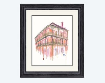 New Orleans French Quarter Architecture Watercolor Giclee Print