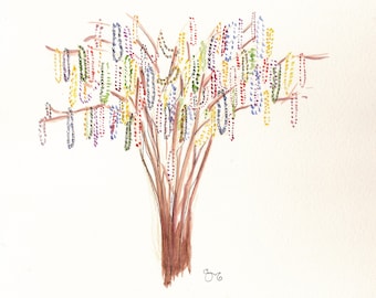 New Orleans Mardi Gras Tree Painting Print