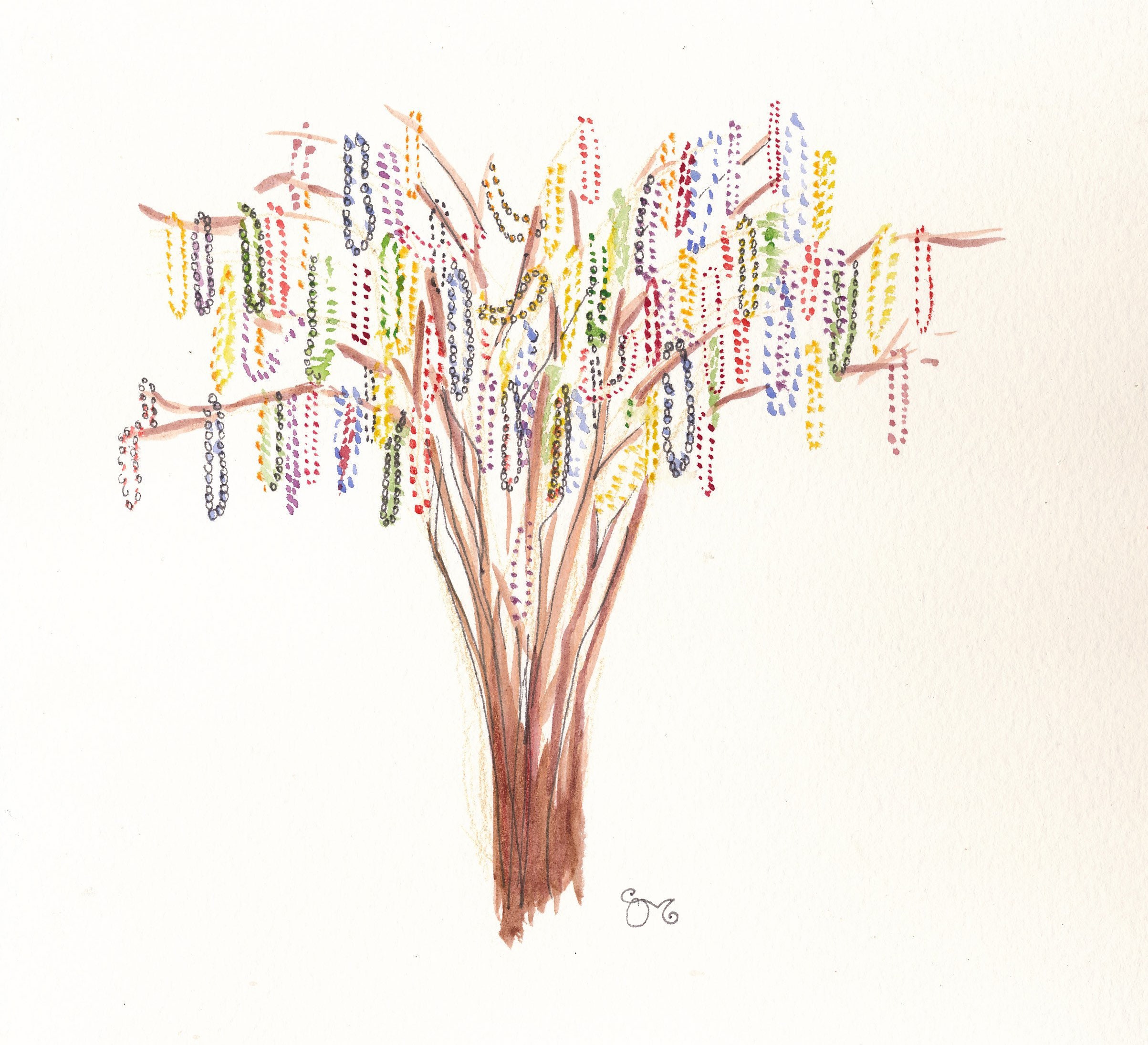 mardi gras tree painting
