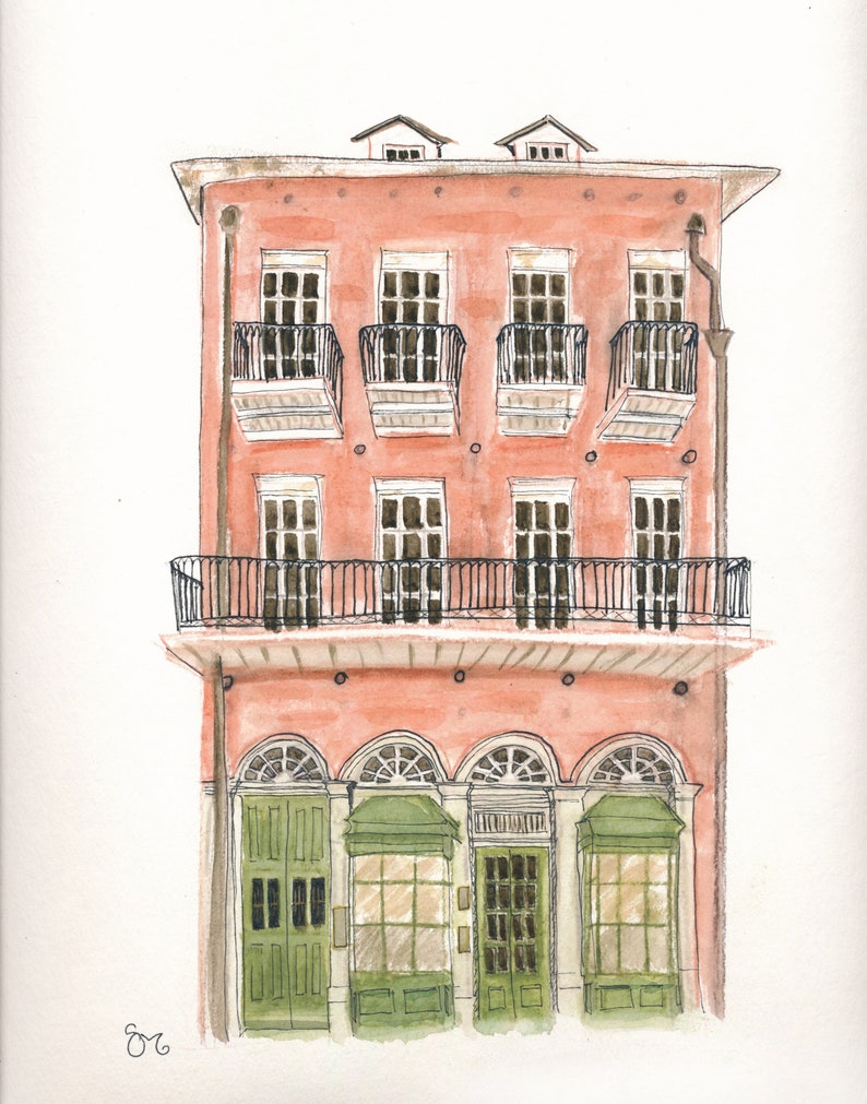 New Orleans French Quarter Architecture Watercolor Giclee Print Pharmacy Museum image 2