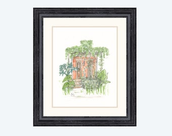 Overgrowth New Orleans House Watercolor Painting Giclée Print