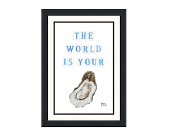 The World is your Oyster New Orleans Street Tiles Watercolor Giclée Print- New Orleans Art- Gift
