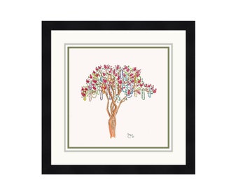 New Orleans Mardi Gras Tree in bloom- Crepe Myrtle- Print
