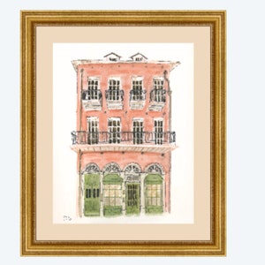 New Orleans French Quarter Architecture Watercolor Giclee Print Pharmacy Museum image 1