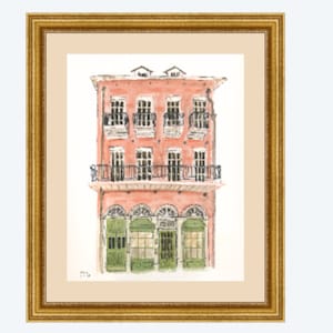 New Orleans French Quarter Architecture Watercolor Giclee Print-- Pharmacy Museum