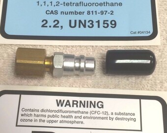 R134a, Tank Adapter, Reclaim Refrigerants R134a Tanks with 1/2" ACME Fittings