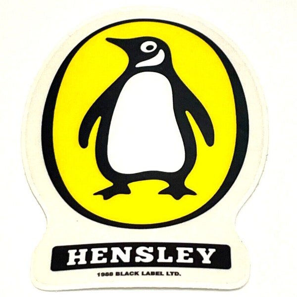 Hensley Skateboard Sticker, 1988 Black Label LTD, Dealer Window Sticker, Yellow