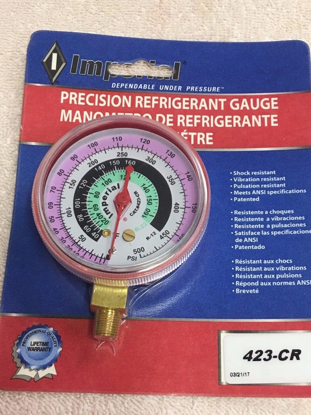 Imperial Precision Refrigerant Gauge Part 423CR 0500 Psig Etsy
