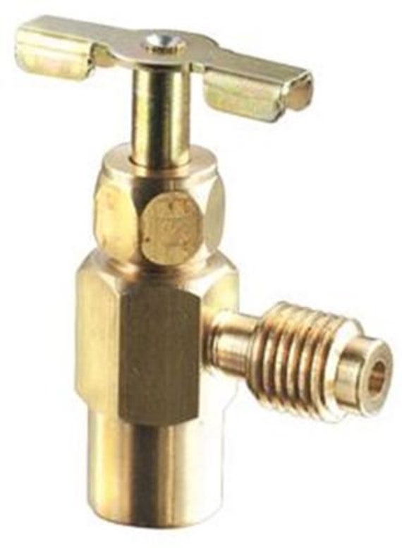 R-134a R12 Brass Professional Top-Mount Screw On Can Taper Large Blue Handle