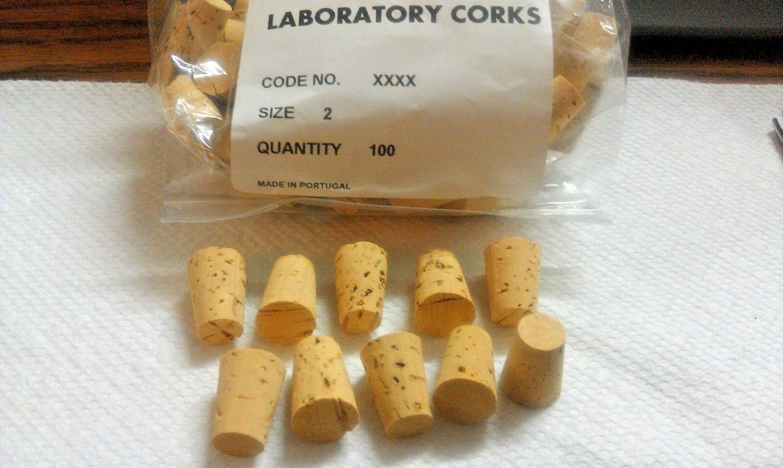 Fits 1-5/8" Large End ID Push-In Tapered CORK 3 Size 20 Round Cork Plugs, 