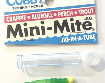 Hand Made Jig-in-a-tube, Cubby Fishing Tackle, Mini-mite Jig, Yellow/green,  1/32, Made USA 