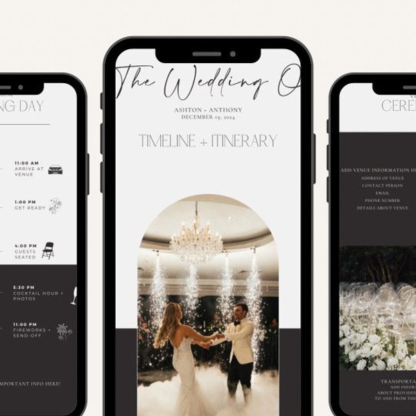 IT GIRL Mobile Wedding Itinerary Template, Edit on Canva, Wedding Guide, Editable Template Wedding Planner Digital Template Digital Download