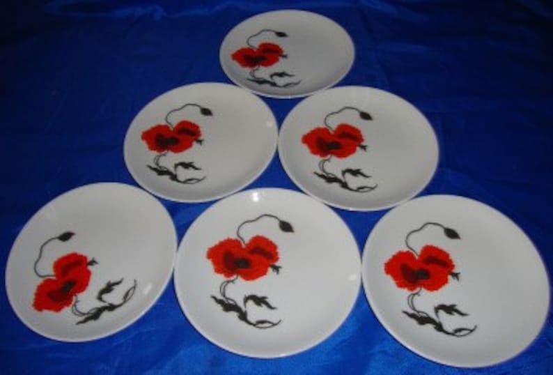 SUSIE COOPER Corn Poppy Dinner and Tea Set Wedgwood 61 pieces CORNPOPPY image 3