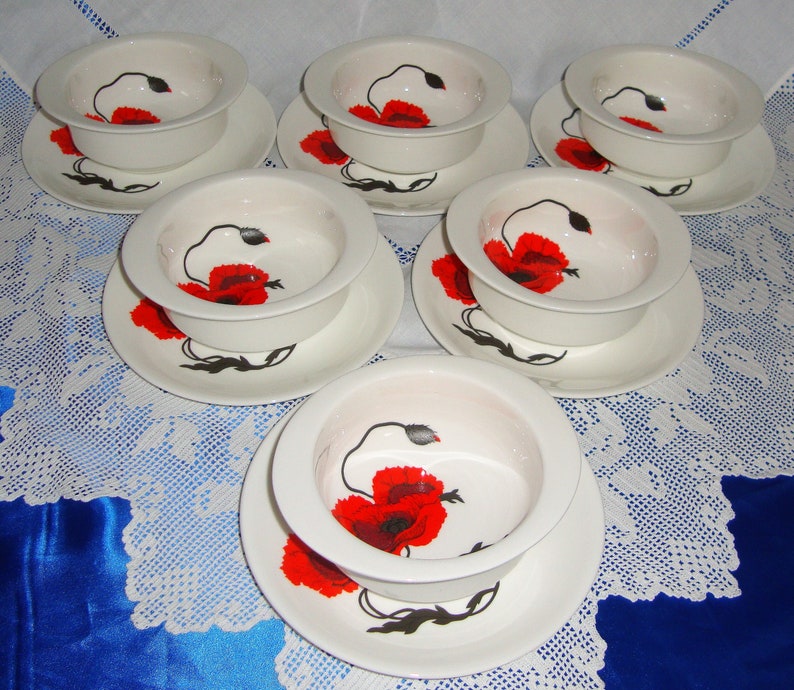 SUSIE COOPER Corn Poppy Dinner and Tea Set Wedgwood 61 pieces CORNPOPPY image 7