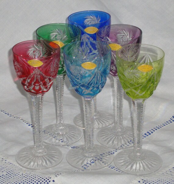 Set of Six HARLEQUIN CRYSTAL Glasses Cut to Clear Etsy