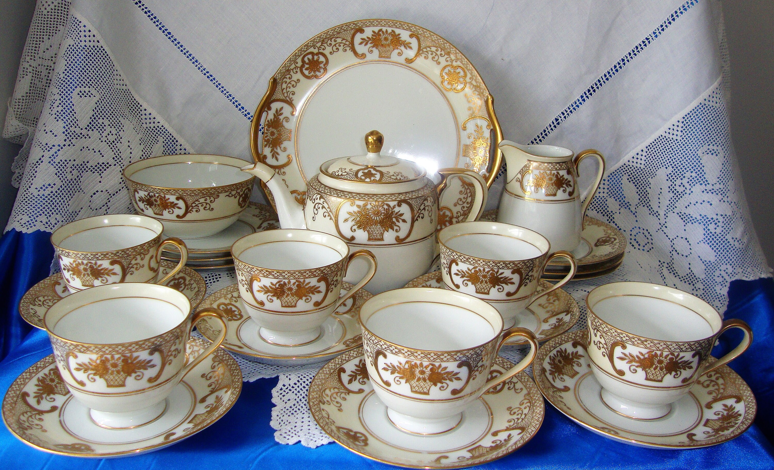NORITAKE FLOWER BASKET Tea Set Set 22 Pieces Kumari Mark Etsy