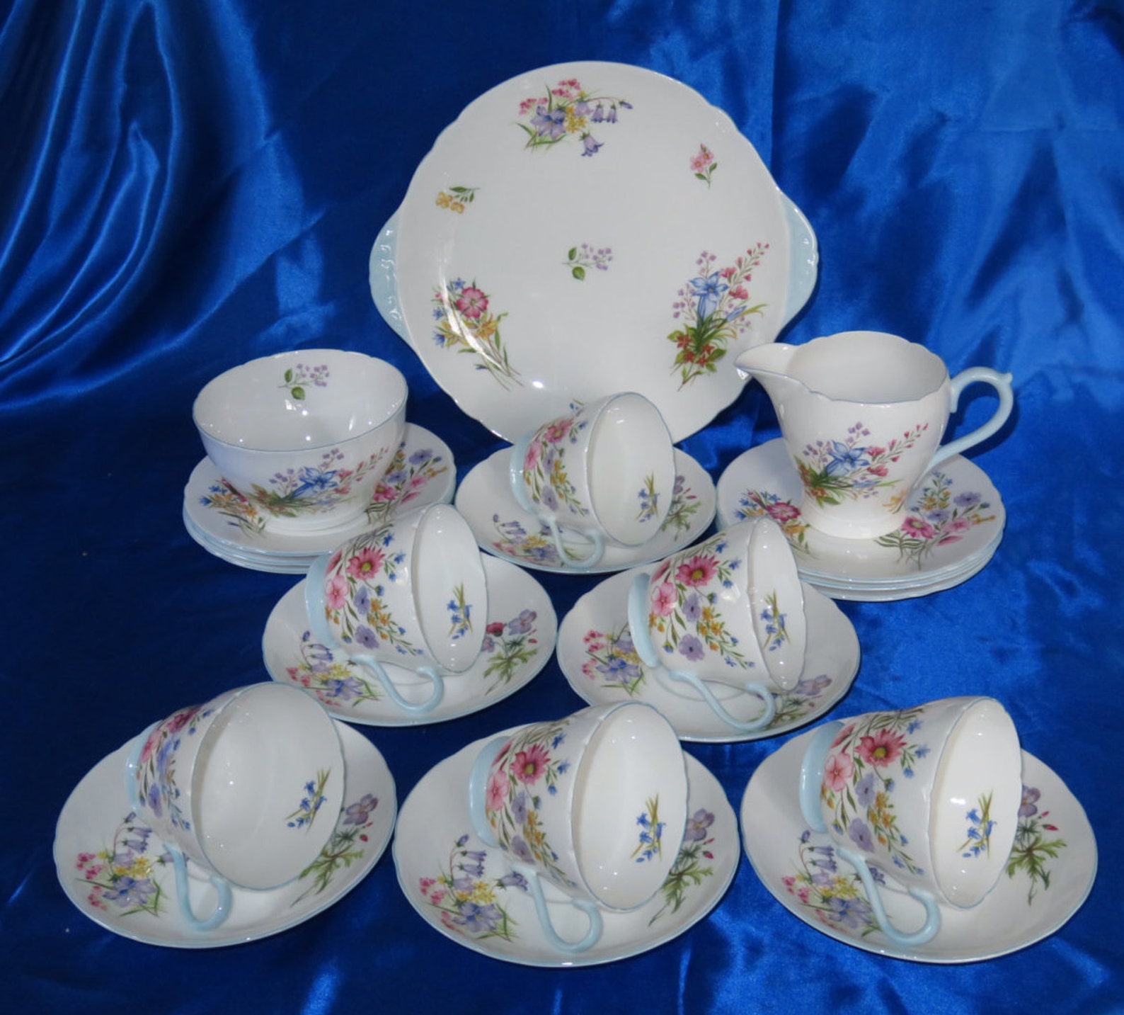 Shelley Art Deco Wild Flowers Tea Set REGENT SHAPE A True Etsy UK