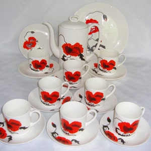 SUSIE COOPER Corn Poppy Dinner and Tea Set Wedgwood 61 pieces CORNPOPPY image 10